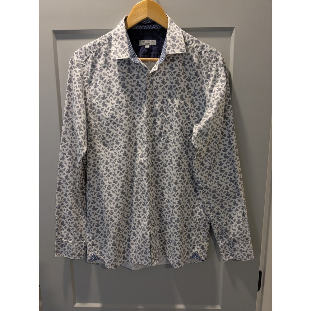 Ted Baker London Mens Paisley Print Button‎ Down Long Sleeve Shirt Size 3/Medium